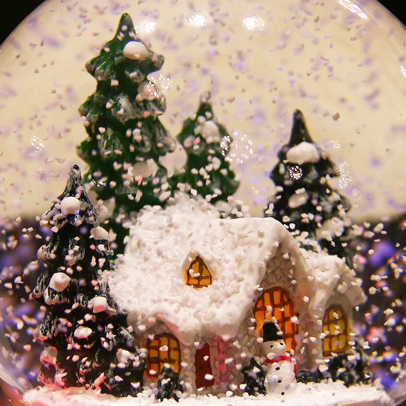 Christmas snow house crystal ball flowing music box snowflake girl friend children children music box for her birthday