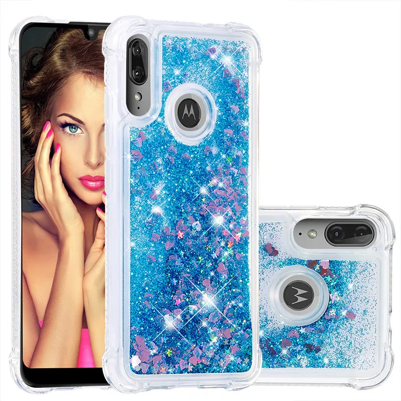 Блестящий чехол с динамической жидкостью для Motorola Moto E6 Plus, милый силиконовый чехол для Moto E6 XT2005, бампер, чехол s MotoE6 E 6 Plus