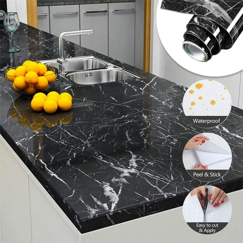 Waterproof Stickers Tiles Marble Self-Adhesive Kitchen Countertop-Range High-Temperature