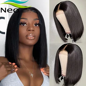 

13x4Blunt Cut Bob Short Straight Wig Smooth Human Hair Short Lace Front Natural Cut Human Hair Wigs Lace Brazilian Smoothing Wig