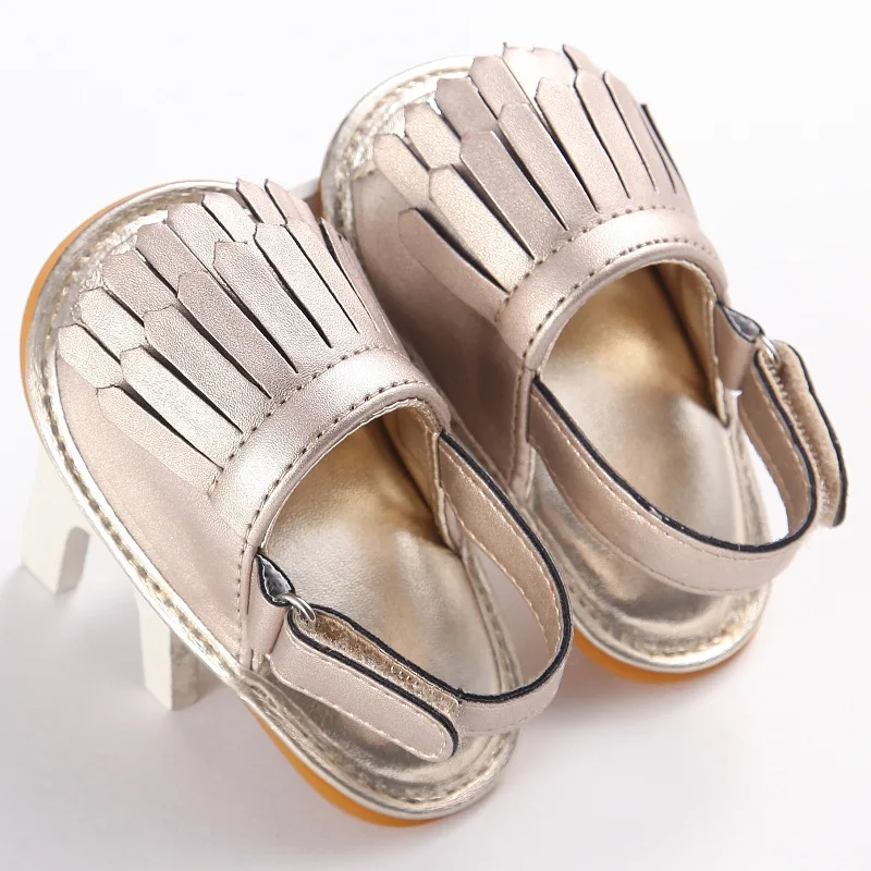 HONGTEYA Double Fringed Baby Girls Tassel Soft Sole Shoes Flip-Flops Sandals 