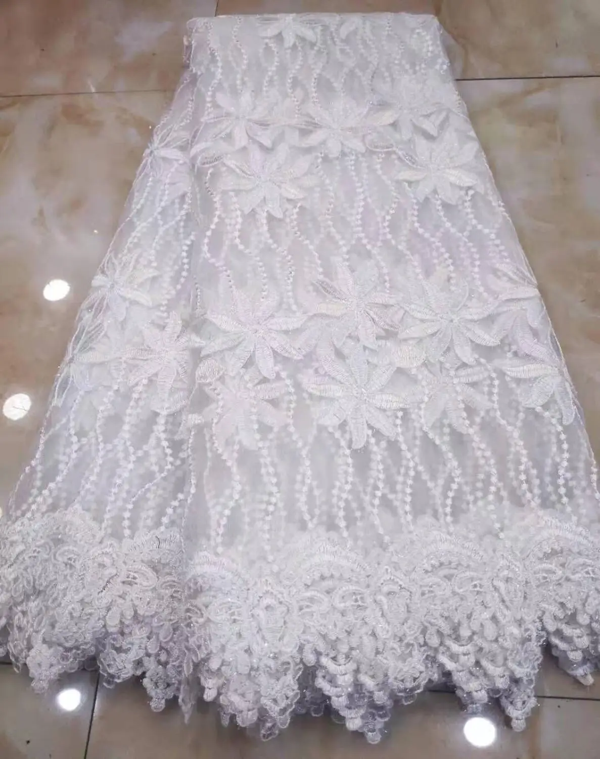 2020 высококачественное французское нигерийское Сетчатое кружево с блестками