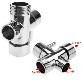 

Chrome Plated Brass Diverter Valve T-Adapter Shower Head Rotating joint
