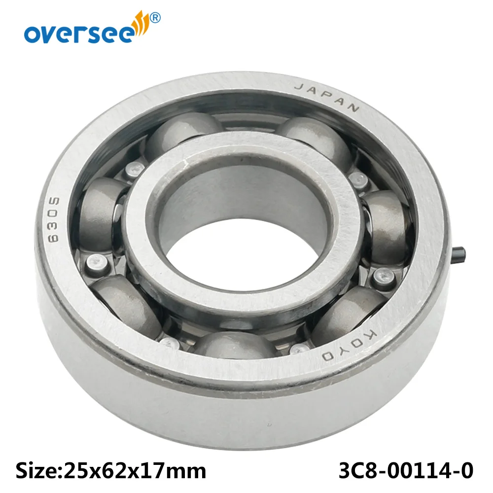 9603-3-6305 Ball Bearing For Tohatsu Outboard Motor 2 Stroke 9.9HP 15HP 18HP Crankshaft Size 25x62x17; 3C8-00114-0，3C8-00114