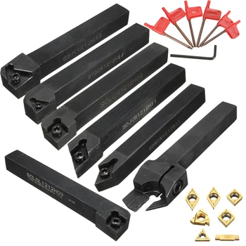 

7Pcs Shank Cnc Lathe Turning Tool Holder Set With Carbide Inserts For Turning Facing Tool