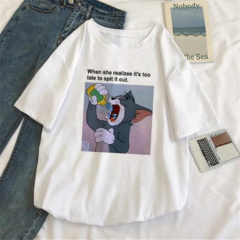

WVIOCE New Harajuku Ulzzang Women Tshirts Cartoon Cat Mouse Print Female Shirts Summer Casual Short Sleeve Tops Tees T-Shirts