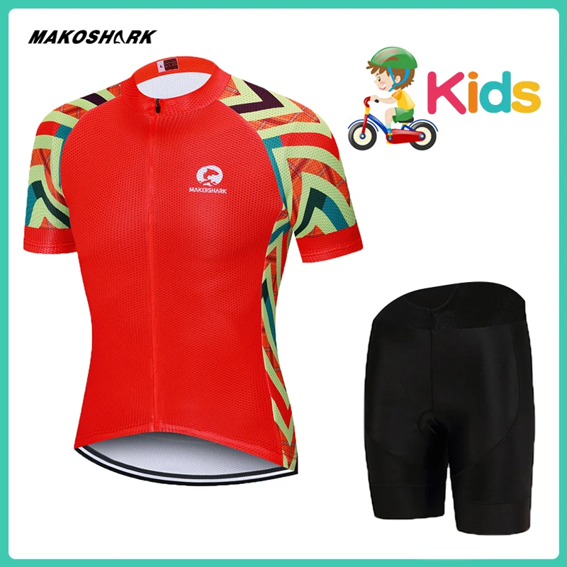 Style 1 MAKOSHARK, велосипедный костюм для мальчиков,, для начинающих, Джерси, толстовка, Ropa Bicicleta, короткий рукав, Джерси, для езды на велосипеде, комплект с нагрудником - Цвет: Style 1