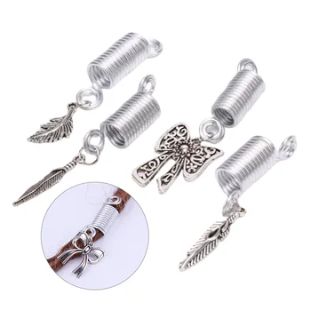 

5PCS Metal African Hair Rings Beads Cuffs Tubes Charms Dreadlock Dread Hair Braids Jewelry Decoration Accessories Gold Silver