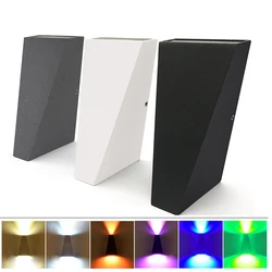 Lámpara LED de pared impermeable para exteriores, luz de aleación de aluminio lp65 de doble cabeza, trapezoidal simple, adecuada para patio, pasillo, balcón, 12w