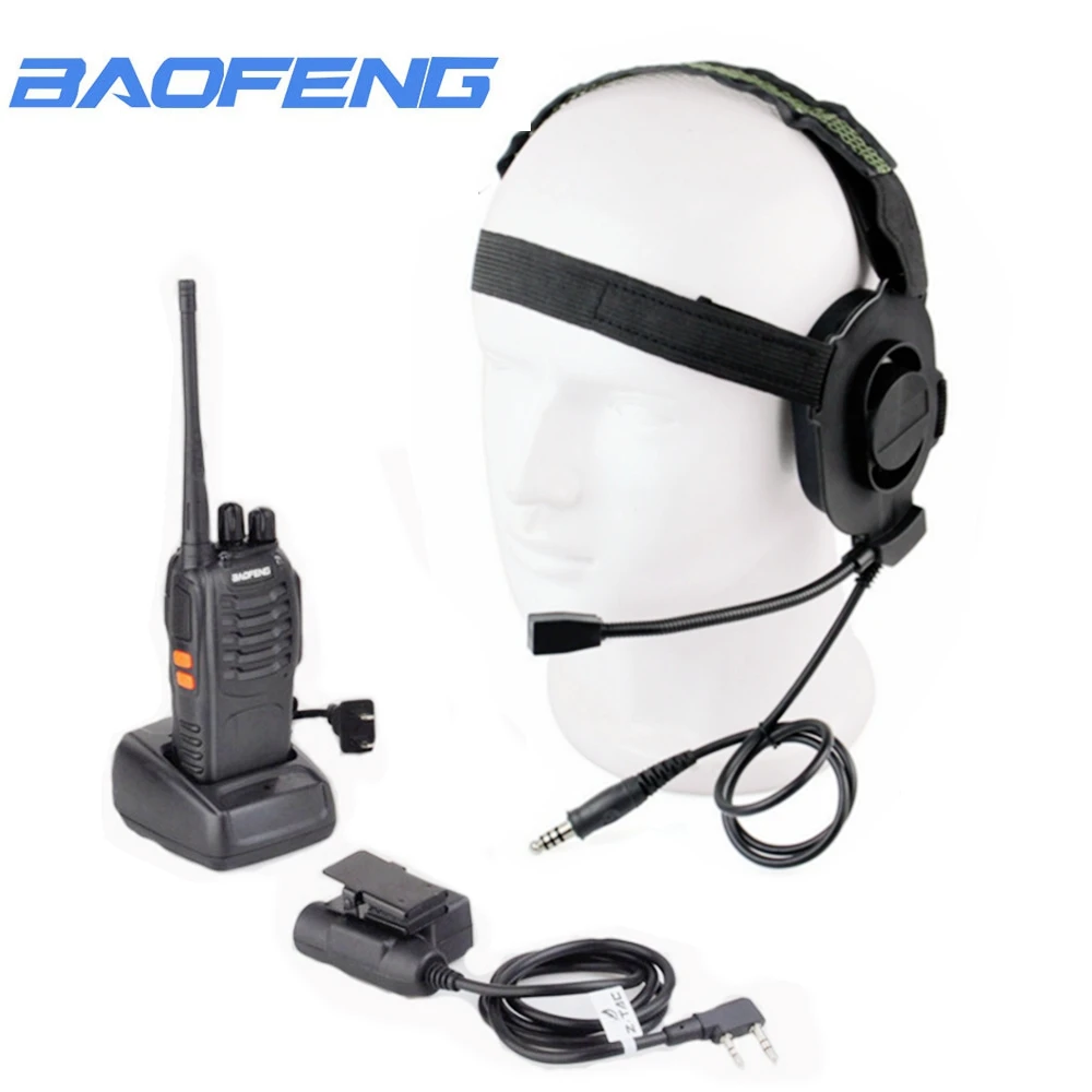 

10sets Baofeng 888s two way radio Walkie Talkie PTT ear headlight Z Tactical CS field headset 5W Pofung UHF 400-470 MHz