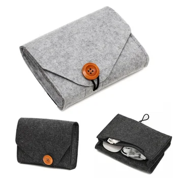 

Home Storage Organization 1 Pcs Key Coin Package Mini Felt Pouch Earphone Sd Card Power Bank Data Cable Travel Organizer