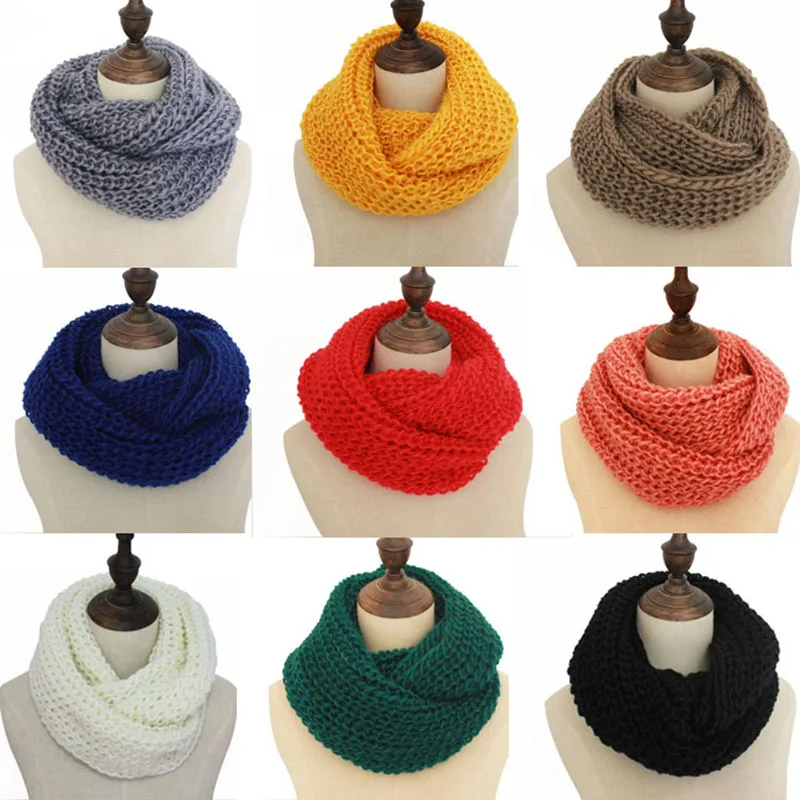 

Winter Scarf Women Knitting Twist O Ring Scarves Thicken Warmer Snood Scarfs For Ladies Neck Circle