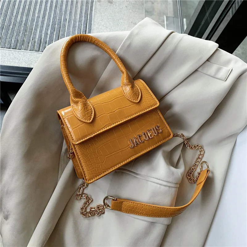 

2020 Early Spring New Style WOMEN'S Bag Hand Mini Square Sling Bag Korean-style Non-mainstream Crocodile Pattern Lettered Bag