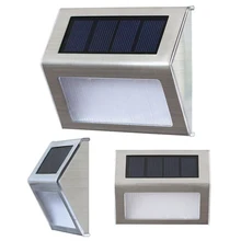 2pcs 3LED положительный белый светильник поликремниевый Солнечный лестничный светильник из нержавеющей стали ступенчатый светильник