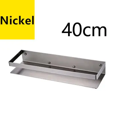 Nickel 40cm Полка для ванной комнаты 304 из нержавеющей стали, душевая стойка, угловая полка, квадратная душевая полка для ванной, настенная черная стойка-органайзер для хранения - Цвет: Nickel 40cm
