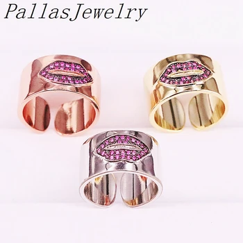 

10Pcs Mix Color Pave Cubic Zirconia Lip/ Eye Adjustable Rings for Girls Women