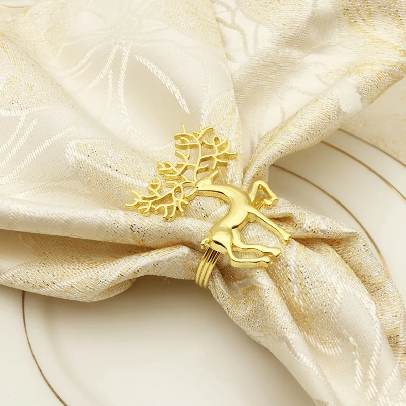 6 Pcs Deer Napkin Rings,Napkin Ring for Christmas,Holiday Parties, Dinner Parties,Dining Table Decoration Supplies