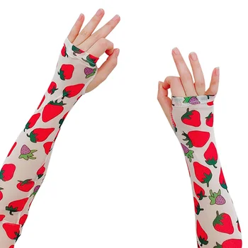 

Women Girls Summer UV Protection Arm Sleeves Sexy Floral Cover Long Half Finger Driving Gloves