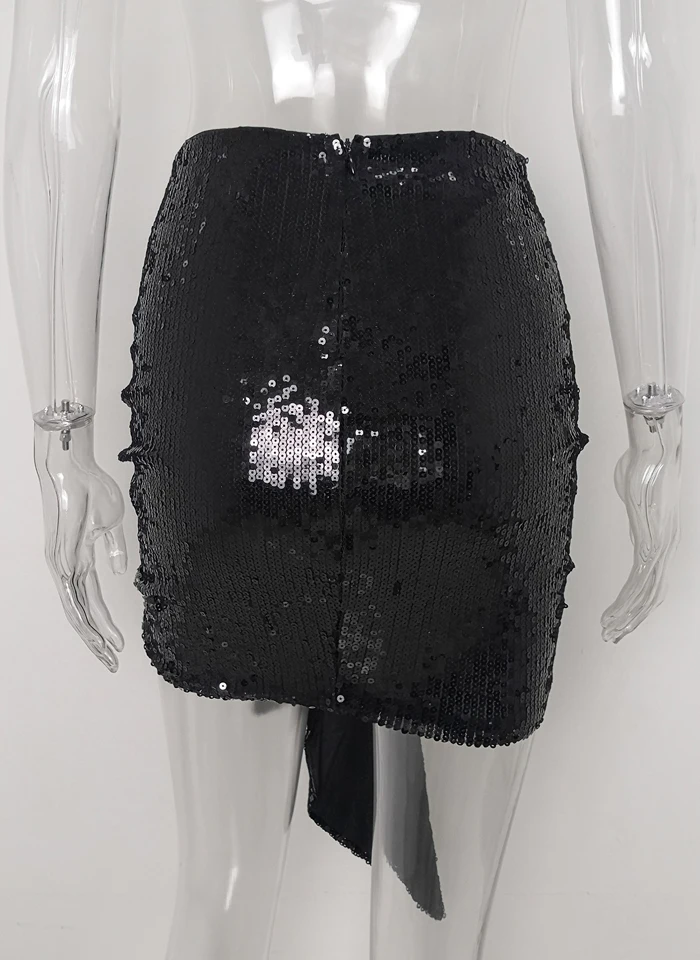 Joskaa леди конфеты блесток юбка элегантный шик драпировка Ruched Короткие вечерние наряды обёрточная бумага Bodycon Юбка блеск Великолепная одежда на день рождения