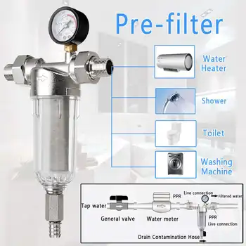 

HOME-Water Filters Front Purifier Copper Lead Pre-filter Backwash Remove Rust Contaminant Sediment Pipe 304 stainless steel