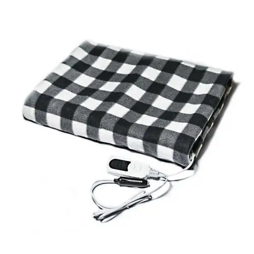 Black White 12V клетчатое электрическое тепловое автомобильное одеяло с интеллектуальным регулятором температуры - Название цвета: Black White