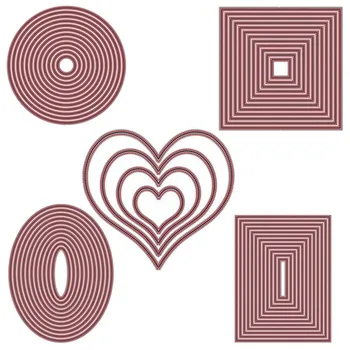 

JC Rectangle Square Circle Oval Heart Metal Cutting Dies Scrapbook Die Cut Card Make Shape Stencil Craft Mold Mould Model Decor