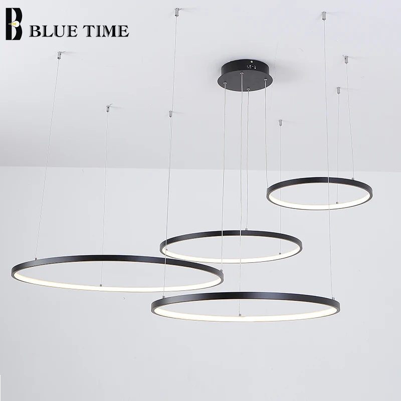 suspension luminaire Modern Led Chandelier Circle 3Rings Ceiling Chandelier Lighting for Living room Dining room Lamp Black Gold