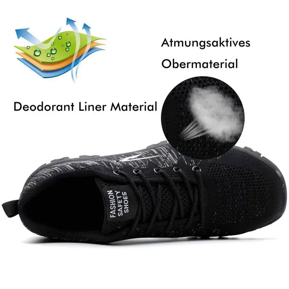 Original JUBANG Unisex Flying Woven Breathable Safety Shoes Size 35-48 Anti-smashing and Anti-piercing Hiking Protective Shoes