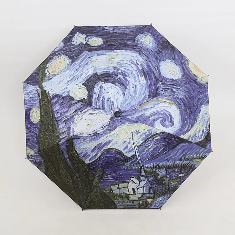 Yesello Vincent van Gogh картина маслом Звездная ночь Три Складной Зонтик 8 Ребра