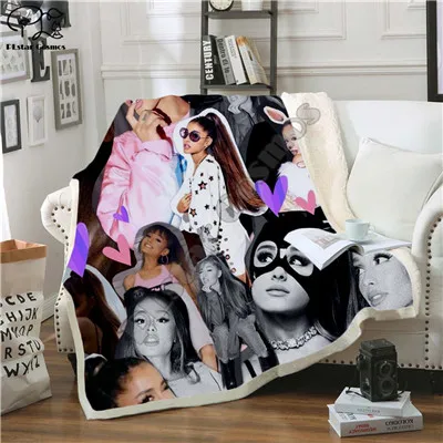 Celebrity Ariana Grand Design Blanket Plush 3d Printed for Adults Sofa Sherpa Fleece Bedspread Wrap Throw Blanket Microfiber-4 - Цвет: Прозрачный