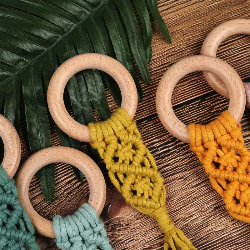 Безопасные органические деревянные Прорезыватели Boho Прорезыватели для зубов детские сенсорные игрушки подарок для душа
