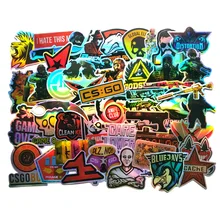 50 piezas CS ir juego Cool Pegatinas láser para niños portátil divertido Graffiti Pegatinas mezcla Retro impermeable lápiz niños etiqueta juguetes F3