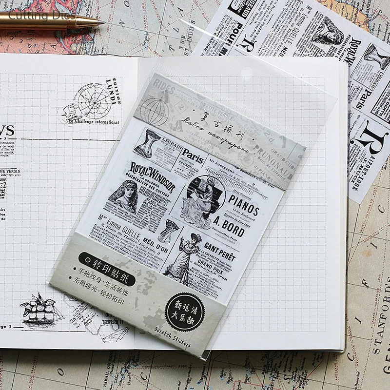 2Sheets/lot Printed Paper Sticker Rub On Stickers Set For Scrapbooking Happy Planner Diy Card Making Journaling Project