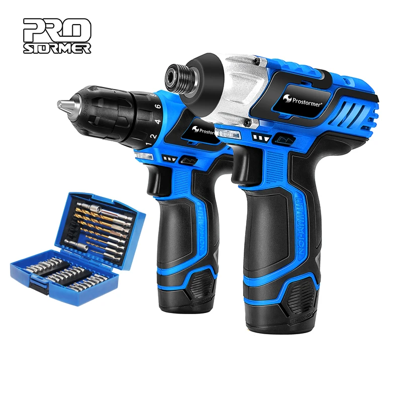 PROSTORMER 12V Electric Cordless Screwdriver Drill 100NM Torque Drilling Machine Mini Hand Wireless Power Tool | Инструменты