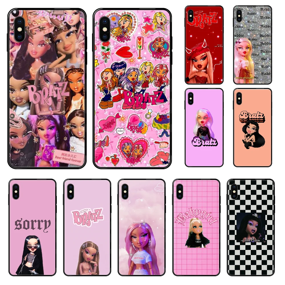 

lovely cute Bratz Doll Phone case For iphone 4 4s 5 5S SE 5C 6 6S 7 8 plus X XS XR 11 PRO MAX 2020 black pretty bumper art