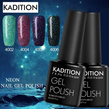 

KADITION New Neon Nail Polish Bling Glitter Nail Art Gel Varnish Lacquer Semi Permanent Gel Polish Gellac UV Gel Nail Polish