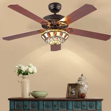 Трансграничной специальный Американский потолочный вентилятор-светильник в стиле ретро-регулируемых гостиная обеденная светодиодный потолочный вентилятор светильник древесного/зеленого/52-дюймовый Электрический