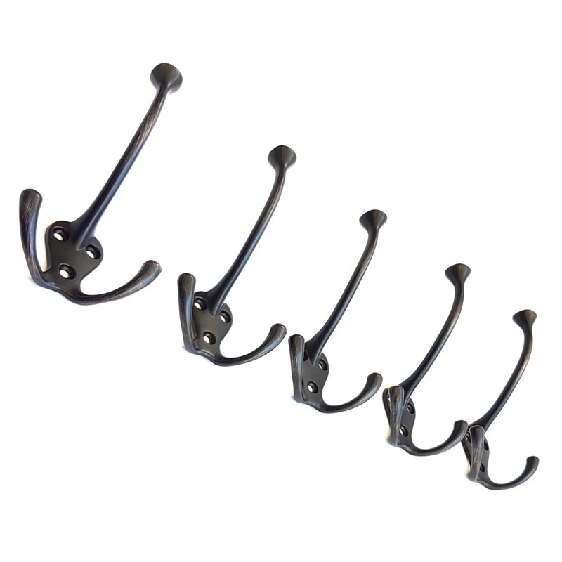 Heavy Duty Big Triple Leg/Double Coat Hooks Base. Entryway Coat Hooks, Scarf and Jacket Hangers
