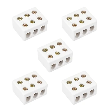 

uxcell 5 Pcs 3 Way Ceramics Terminal Blocks High Temp Porcelain Ceramic Connectors 36x30x20mm