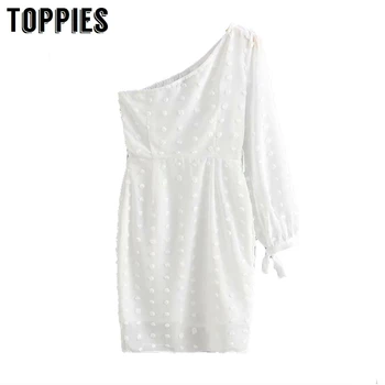 

2020 Summer White Party Dress Women Sexy Off Shoulder Slim Dress Long Sleeve Elegant Vestidos