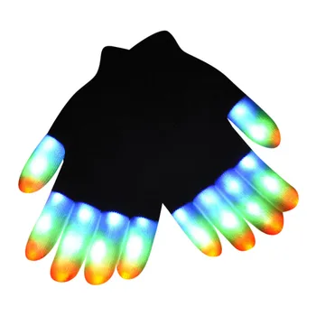 

2020 Winter Children LED Finger Lighting LED Colorful Rave Cool Acrylic Gloves 7 Colors Light Show baby manoplas 12-18Y Kids