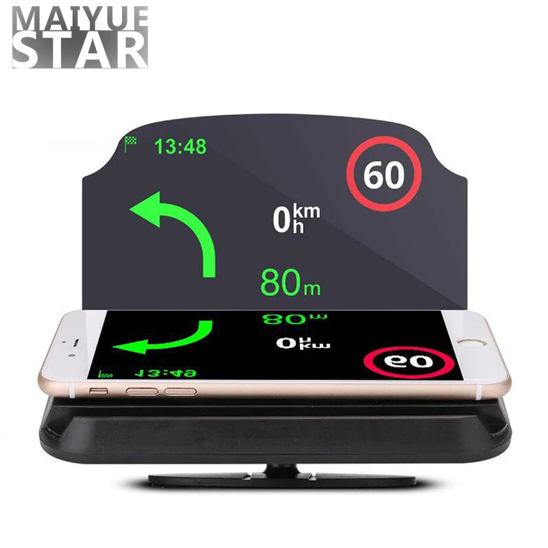 

HUD car navigation head-up display wireless car phone bracket speed speed projector flat-vision rear projection navigation