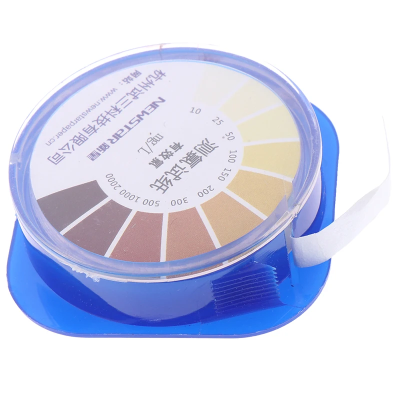 Chlorine Test Paper Strips Cleaning Water Testing Measuring Range 10-2000mg/lppm Color Chart 5M/Roll water quality tester
