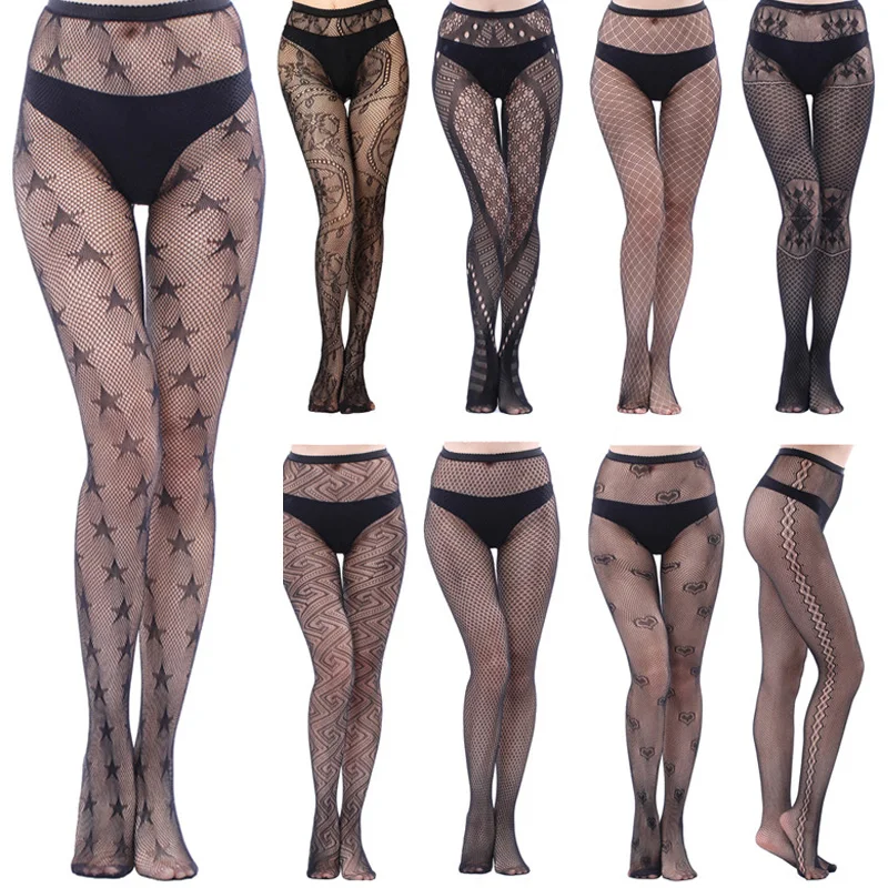 

Women Fish Net Stockings Sexy Lingerie Hollow Out Pantyhose Black Stocking Women Club Party Hosiery Vintage Transparent Tights