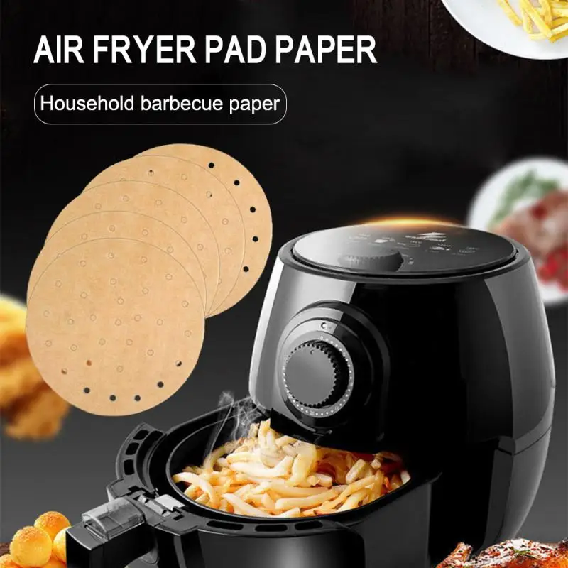 100pcs Air Fryer Liners 6-9inch Bamboo Steamer Premium Perforated Silicon Oil Paper Steaming Papers Non-stick |
