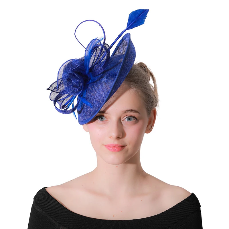 Church Hats Women Elegant Horse Racing Festival Ladies Fedoras Fascinator Hats Bridal Hairpin Headdress femme mariage LM064