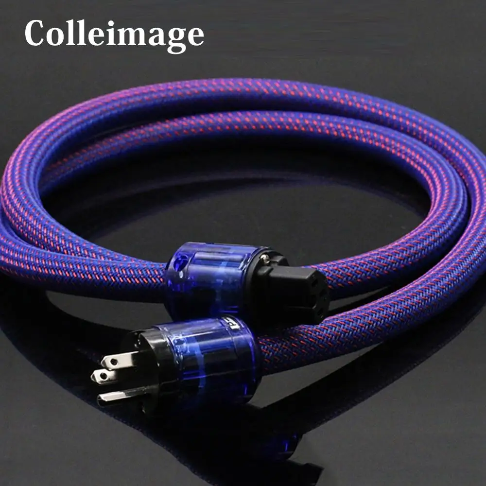 

Colleimage 6N Audio Hifi Audio Power Cord EU/US P-037/P-037E Power Plug Socket Connector AMP CD Player Audio Power Cable