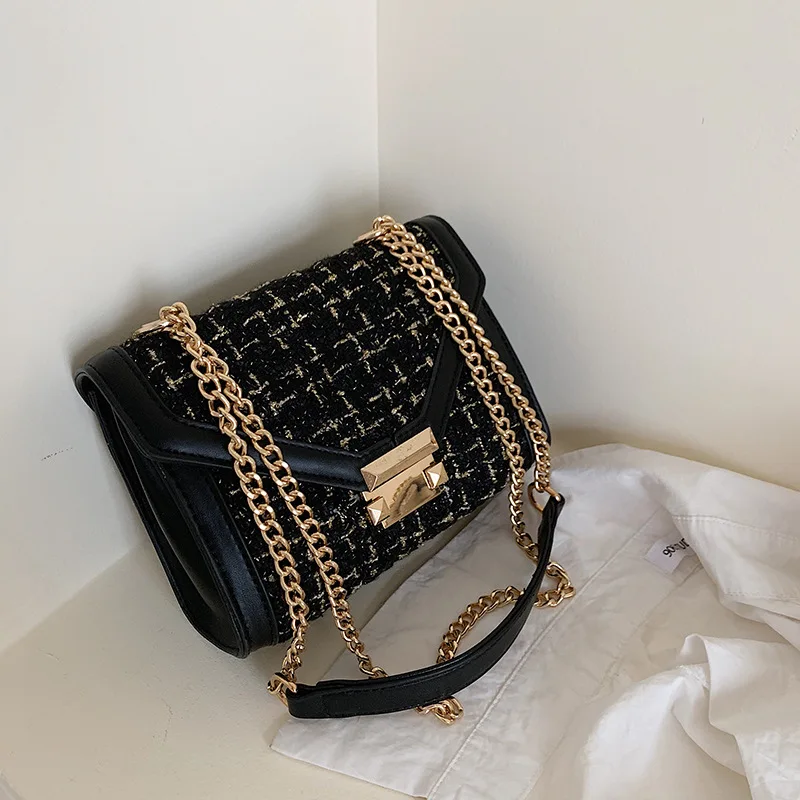 

Women Brand Originality Design Handbags Small square bag wool chain bag to lock shoulder Messenger bag