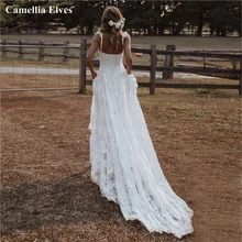 

Simple Lace Boho A-line Wedding Dress For Women 2022 Straps Sweetheart Bride Dresses Bohemian Bridal Gowns Vestidos De Novia