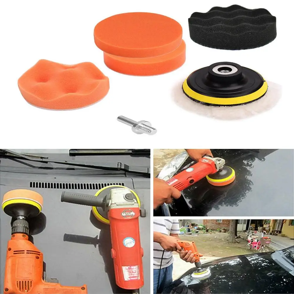 

7PCS/lot 3" Buffing Pad Auto Car Polishing Pad Kit Buffer + Drill Adapter Using For Car Polisher Electric Drill Pack